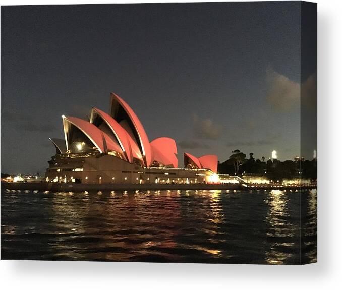 Red Sydney Opera House Canvas Print featuring the photograph Red Sydney Opera House by Sandy Taylor