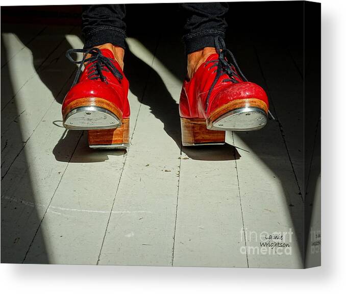 Red Canvas Print featuring the photograph Red Tap Shoes by Lainie Wrightson