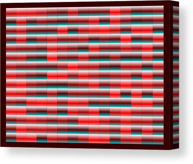 Rithmart Red Abstract. Shades Folds Horizontal Dark Bars Tubes Blinds Canvas Print featuring the digital art Red.118 by Gareth Lewis