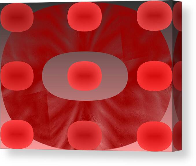 Rithmart Abstract Red Organic Random Computer Digital Shapes Abstract Predominantly Red Canvas Print featuring the digital art Red.782 by Gareth Lewis