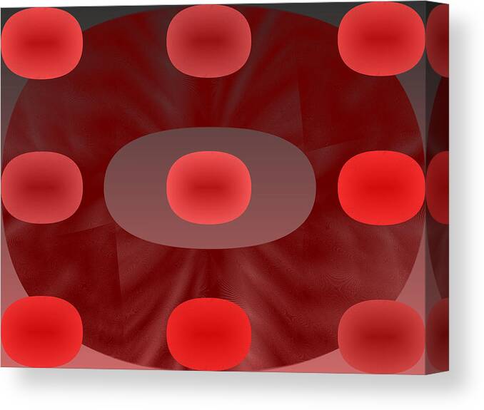 Rithmart Abstract Red Organic Random Computer Digital Shapes Abstract Predominantly Red Canvas Print featuring the digital art Red.784 by Gareth Lewis