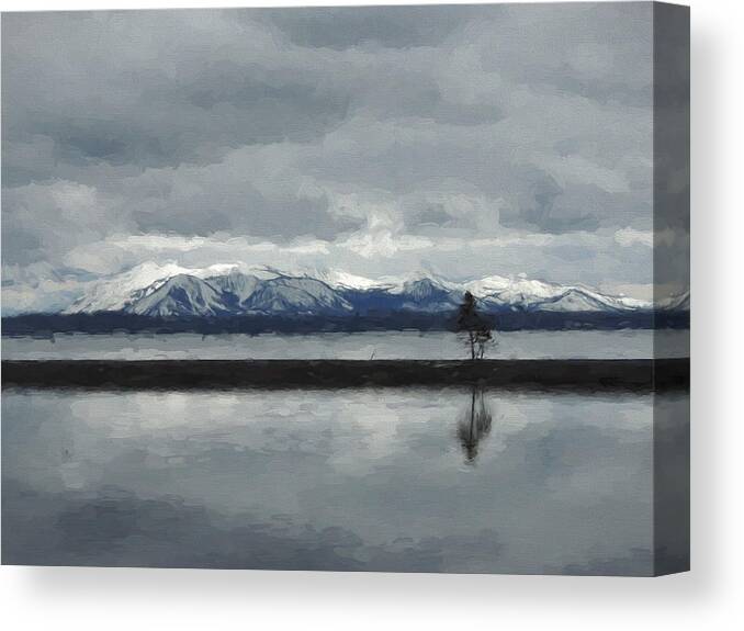 Reflections Canvas Print featuring the photograph Reflections in Lake Yellowstone by Jayne Wilson