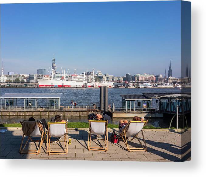 Relax On The Elbe By Marina Usmanskaya Canvas Print featuring the photograph Relax on the Elbe by Marina Usmanskaya