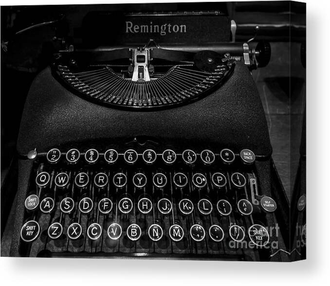 Typewriter Canvas Print featuring the photograph Remington Typewriter by James Aiken
