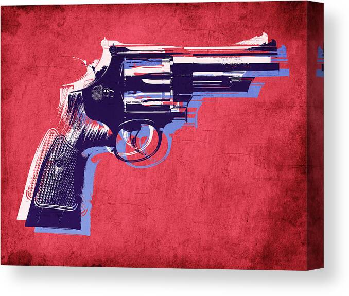 Revolver Canvas Print featuring the digital art Revolver on Red by Michael Tompsett