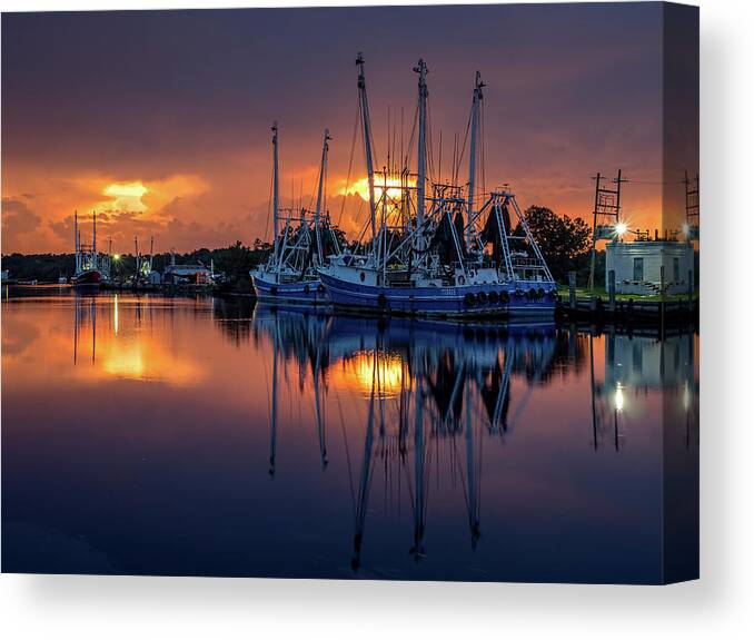 Bayou Canvas Print featuring the photograph Rich and Vibrant Bayou Sunset by Brad Boland