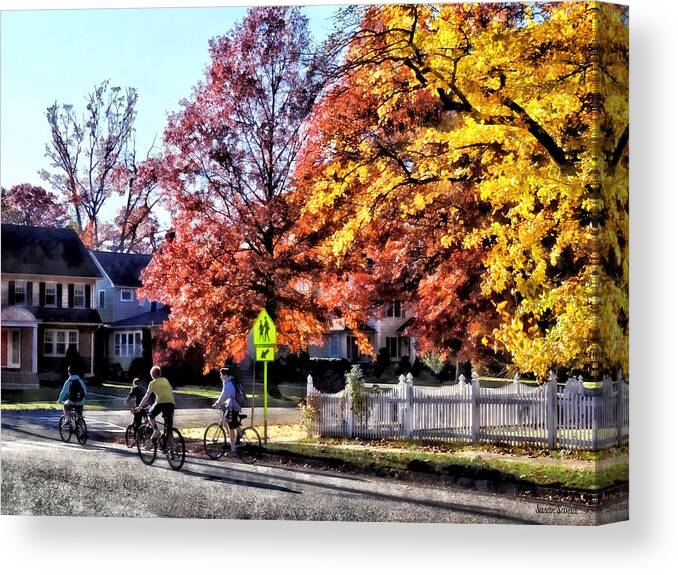 Bicycles Canvas Print featuring the photograph Riding Home From School by Susan Savad