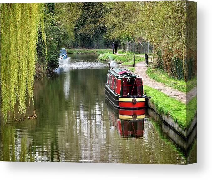 River Boat Canvas Print featuring the photograph River Stort In April by Gill Billington