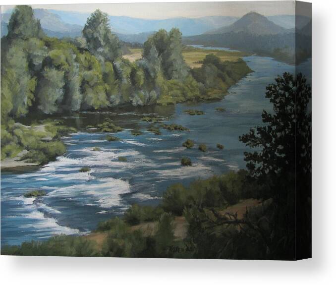River Canvas Print featuring the painting River View by Karen Ilari