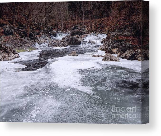 Photography Canvas Print featuring the photograph River With Ice by Phil Perkins