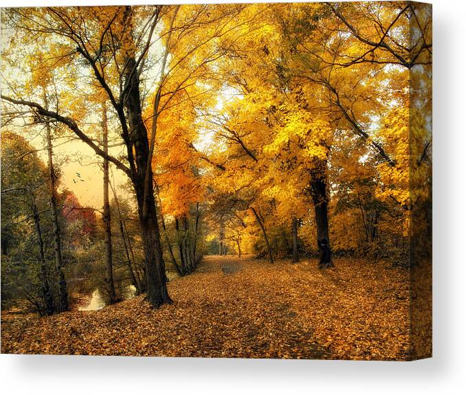 Autumn Canvas Print featuring the photograph Riverside by Jessica Jenney