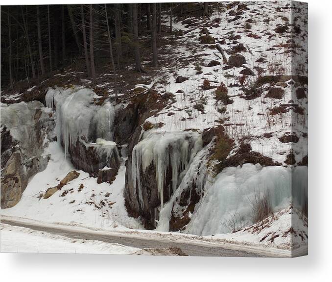 Woodstock Canvas Print featuring the photograph Roadside Ice by Catherine Gagne