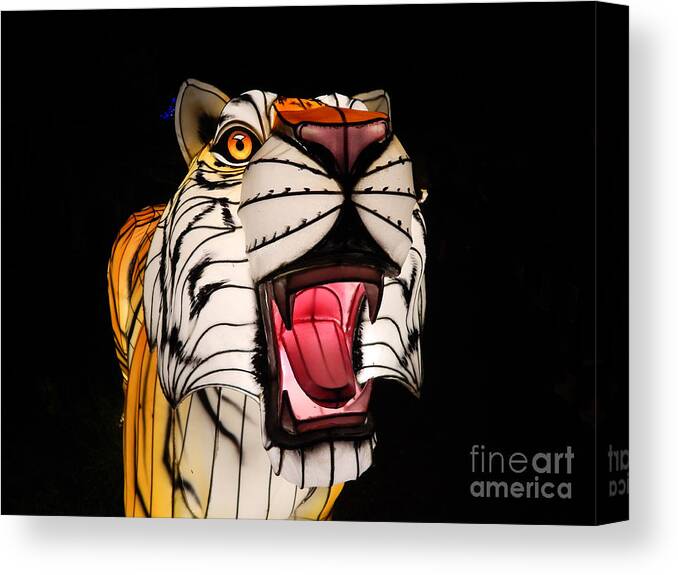 Daniel Stowe Canvas Print featuring the photograph Roaring Tiger Chinese Lantern by Amy Dundon