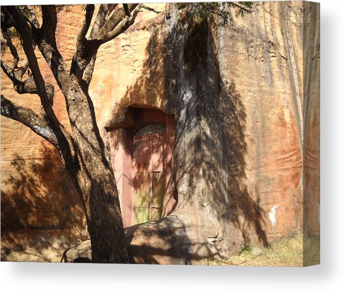 Church Canvas Print featuring the photograph Rock Hewn Church by Heather Thorstenson