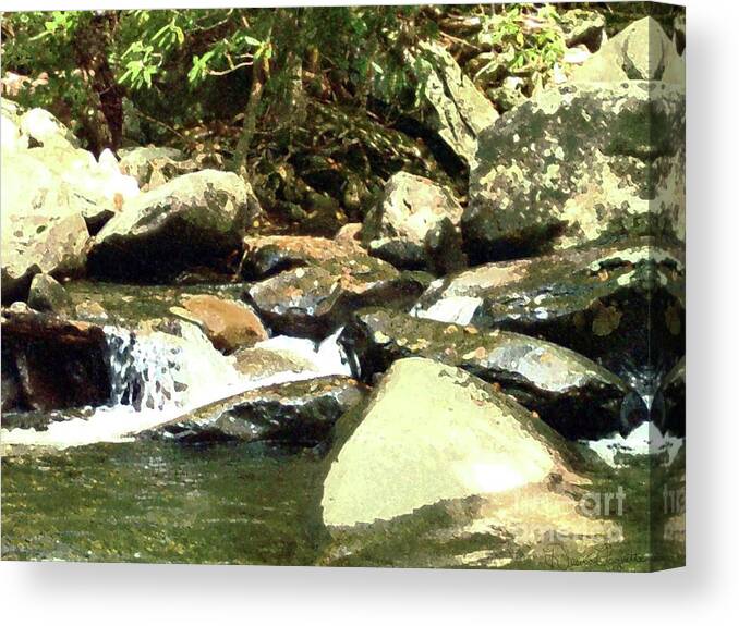 Rocky Stream Canvas Print featuring the mixed media Rocky Stream 5 by Desiree Paquette