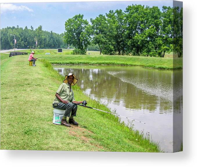 Fishing Canvas Print featuring the photograph Rod Reel and Cell Phone by Gene Parks