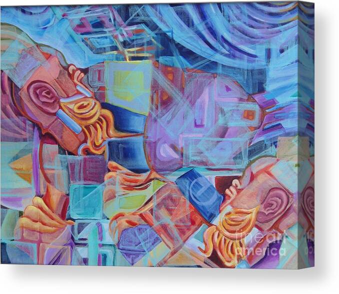 Abstract Canvas Print featuring the painting Roman Fountain by Linda Markwardt