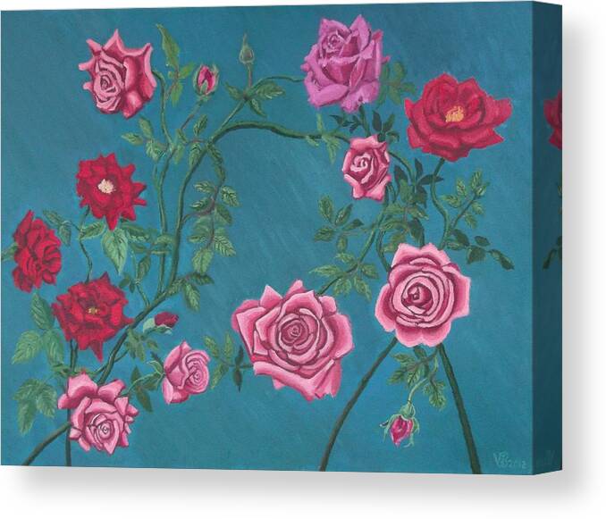 Roses Canvas Print featuring the painting Roses by Vera Smith