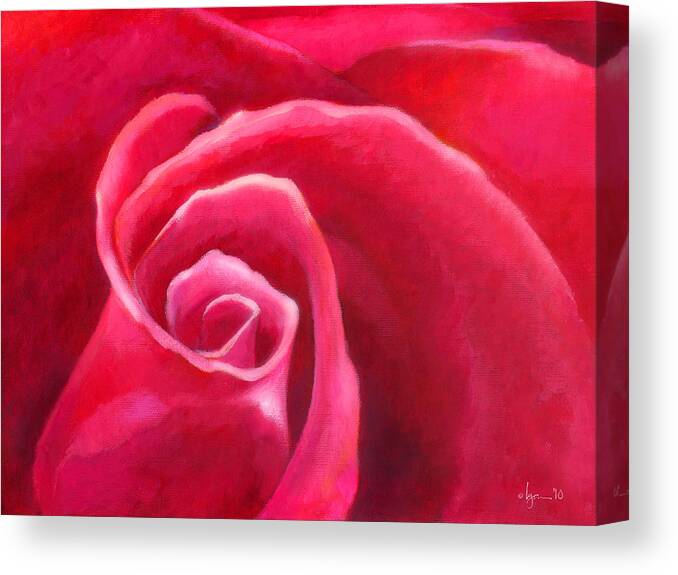 Roses Canvas Print featuring the painting Rosey Lover by Angela Treat Lyon