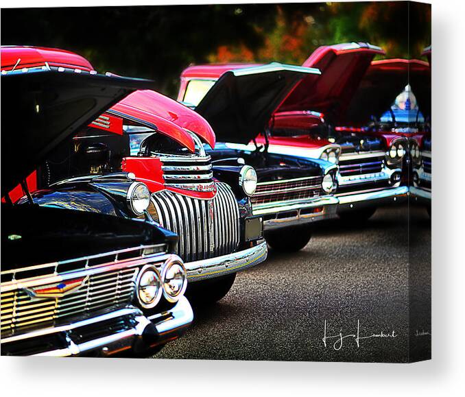 Car Canvas Print featuring the photograph Row of Classic Cars by Lisa Lambert-Shank