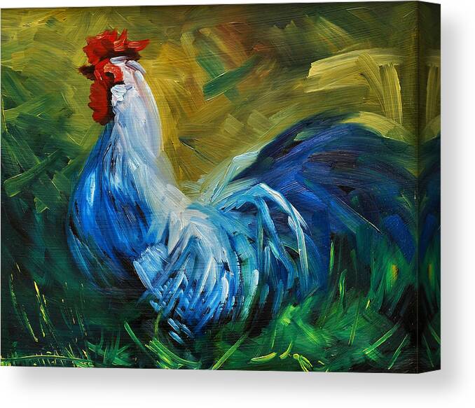 Rooster Canvas Print featuring the painting Rowdy Rooster by Diane Whitehead