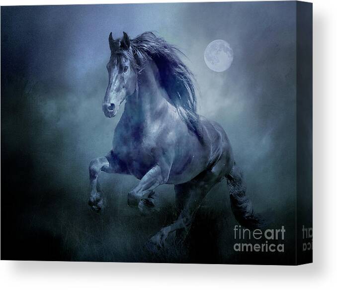 Horse Canvas Print featuring the photograph Running With The Moon by Brian Tarr