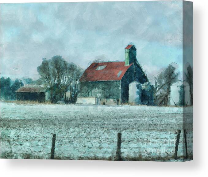 Barn Canvas Print featuring the photograph Rural Red Roof by Claire Bull