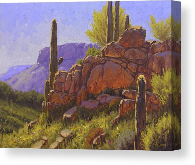 Cactus Canvas Print featuring the painting Saguaro Sunshine by Cody DeLong