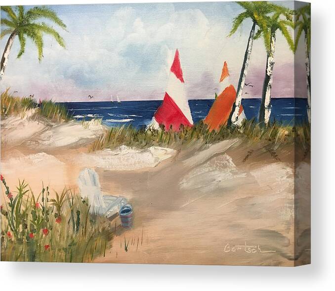 Ocean Canvas Print featuring the painting Sailing Along by David Bartsch