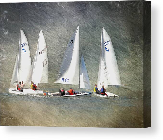 Sail Boats Canvas Print featuring the photograph Sailing Circles by Mary Clough