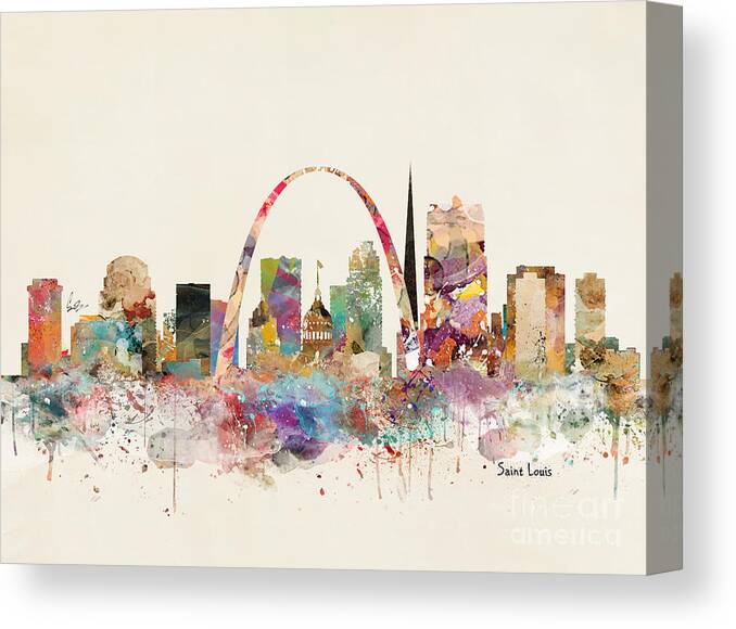 Saint Louis Canvas Print featuring the painting Saint Louis Missouri Skyline by Bri Buckley