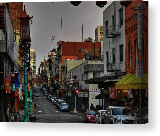 San Francisco California Canvas Print featuring the photograph San Francisco - Chinatown 001 by Lance Vaughn