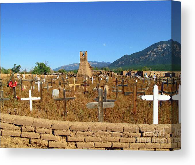 New Mexico Canvas Print featuring the photograph San Geronimo Cemetery by Nieves Nitta