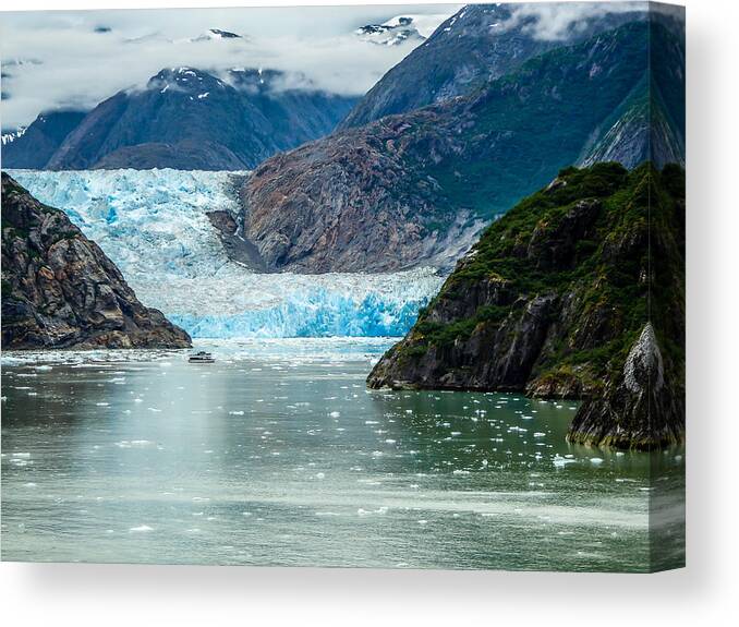 Alaska Canvas Print featuring the photograph Sawyer Glacier by Pamela Newcomb