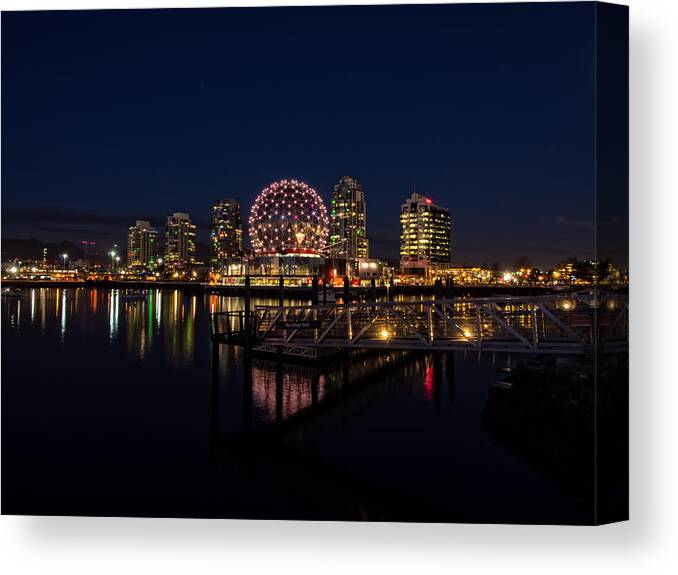 Science World Canvas Print featuring the photograph Science World Nocturnal by Gary Karlsen