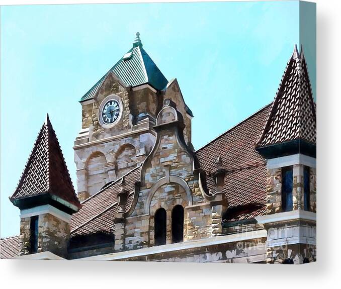 Scranton Pa Canvas Print featuring the photograph Scranton - Courthouse Square - Clock Tower by Janine Riley