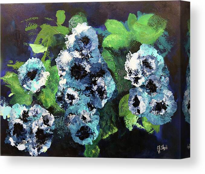 Abstract Canvas Print featuring the painting Sea Flowers In Abstract by Carole Sluski