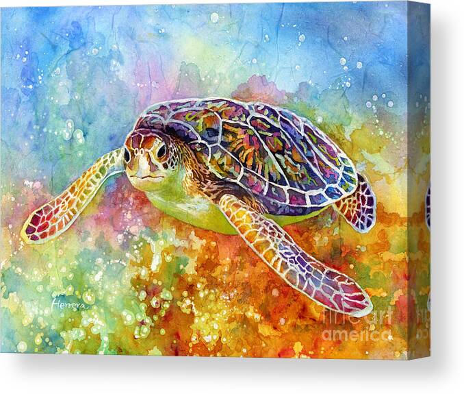 Turtle Canvas Print featuring the painting Sea Turtle 3 by Hailey E Herrera