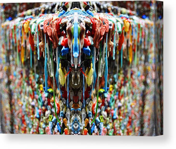 Gum Canvas Print featuring the digital art Seattle Post Alley Gum Wall Reflection by Pelo Blanco Photo