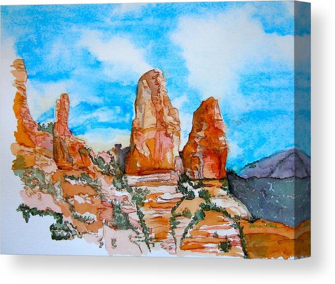 Sedona Arizona Canvas Print featuring the painting Sedona Red Rocks by Sharon Mick
