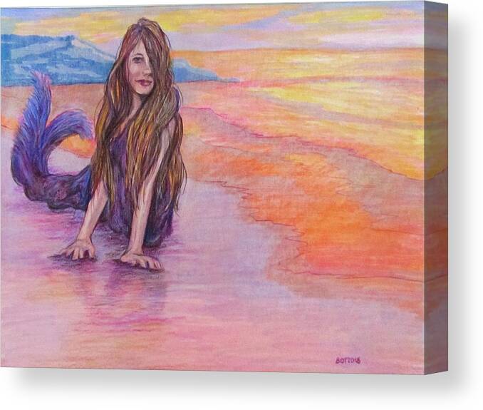 Mythology Canvas Print featuring the painting Selkie by Barbara O'Toole