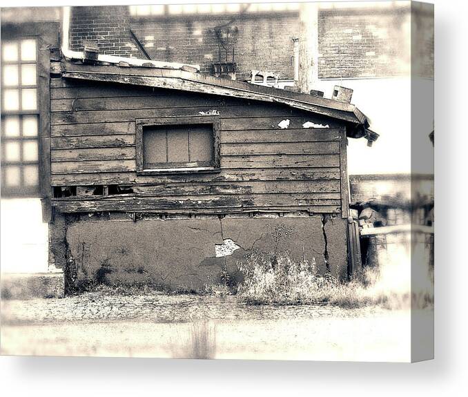 Shack Canvas Print featuring the photograph Shabby Shack By The Tracks by Phil Perkins