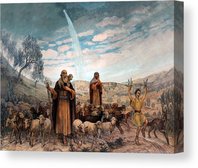 Photo Canvas Print featuring the painting Shepherds Field Painting by Munir Alawi