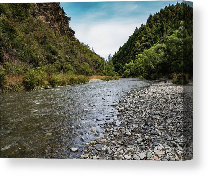 Shotover River Canvas Print featuring the photograph Shotover River, Ford of Bruin by Walt Sterneman