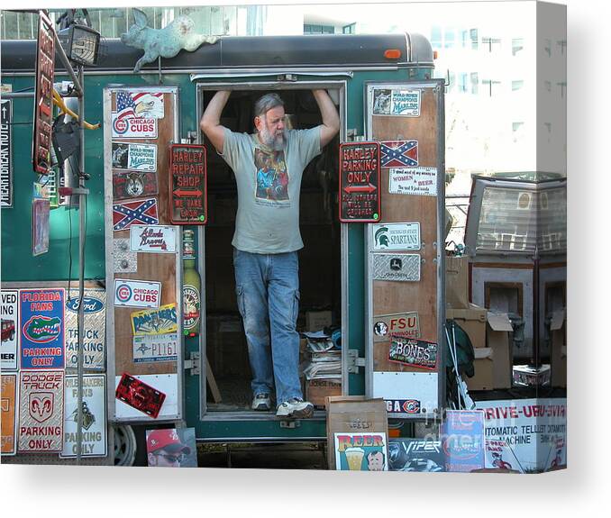 Signs Canvas Print featuring the photograph Sign Seller by Jim Goodman