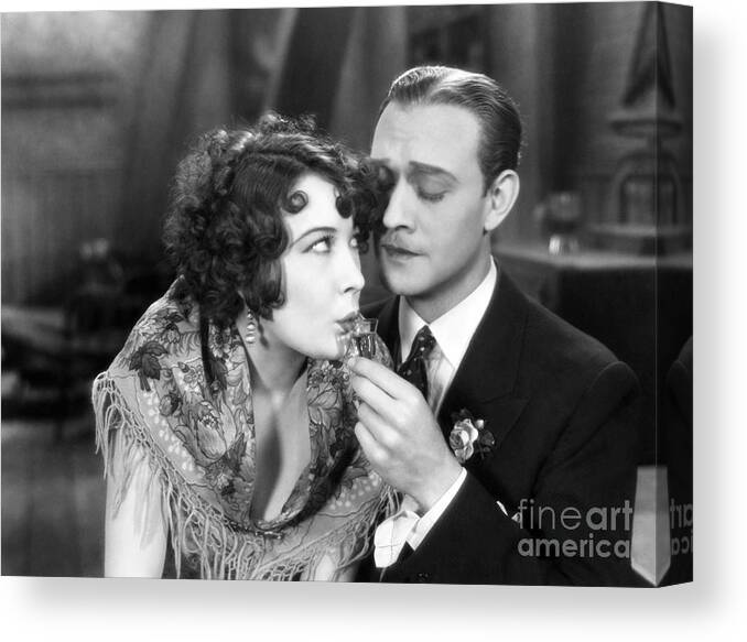 -drinking- Canvas Print featuring the photograph Silent Film Still: Drinking by Granger