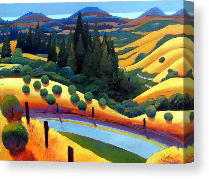 California Canvas Print featuring the painting Skylline To The Sea Revisited by Gary Coleman