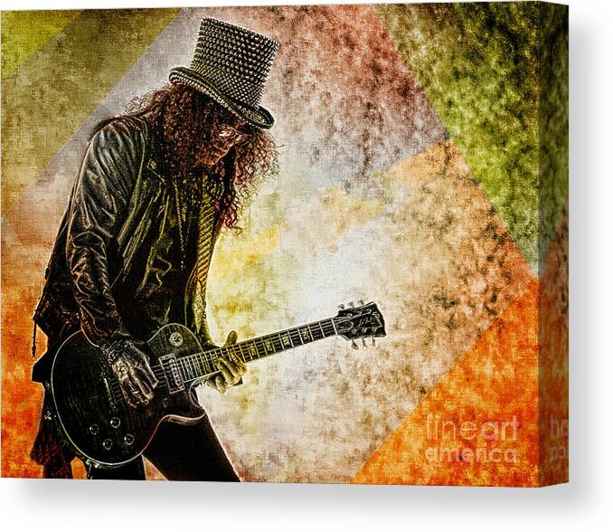 Guns And Rose Canvas Print featuring the digital art Slash - Guitarist by Ian Gledhill