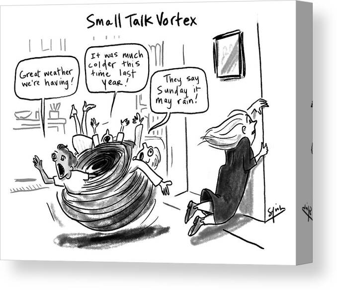Small Talk Vortex Canvas Print featuring the drawing Small Talk Vortex by Sofia Warren