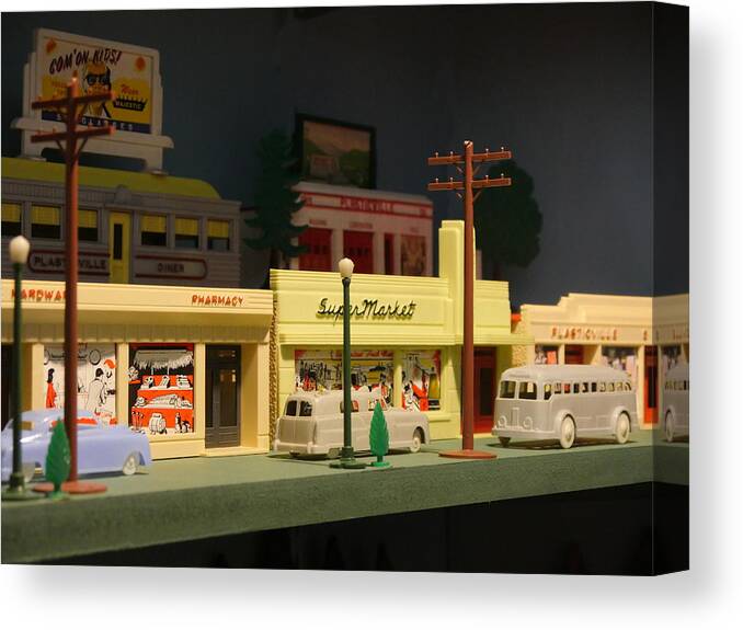 Richard Reeve Canvas Print featuring the photograph Small World - Plasticville Main Street by Richard Reeve